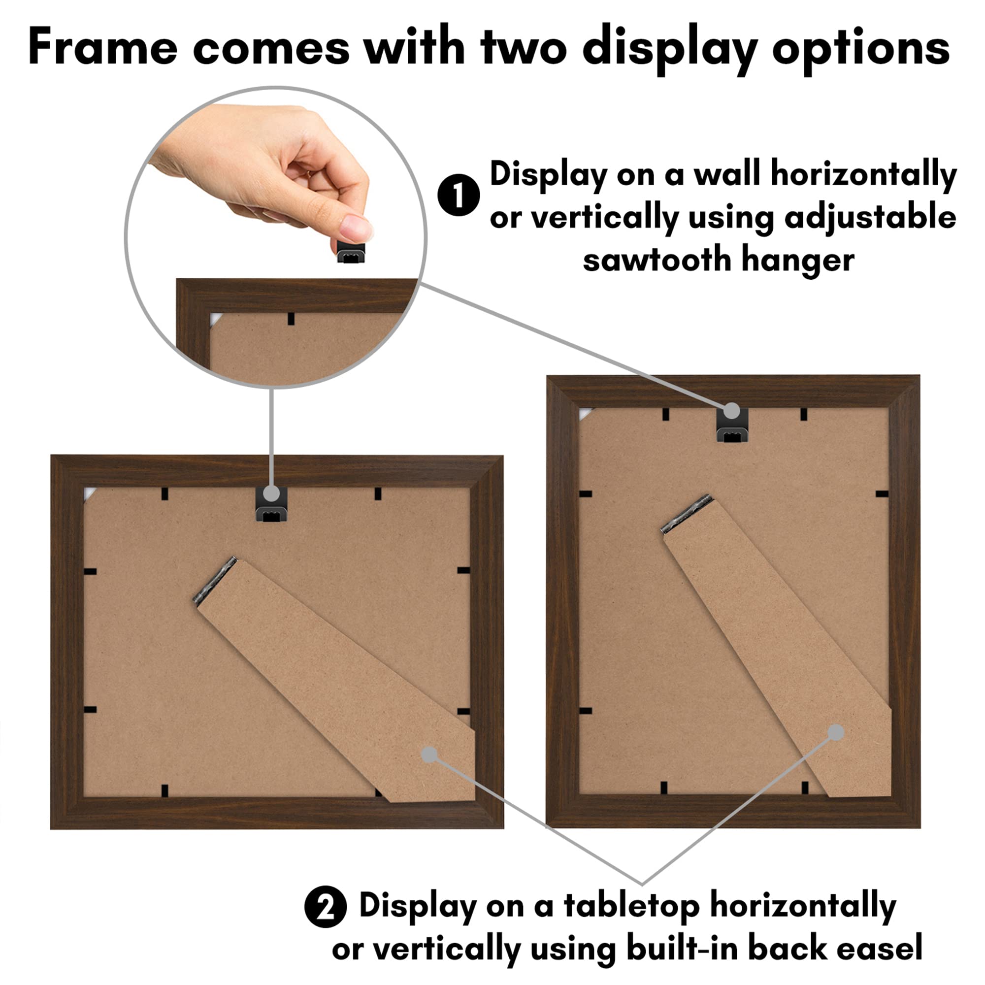 Americanflat 8x10 Picture Frame with Shatter-Resistant Glass - Use as 5x7 Frame with Mat or Display 8x10 Photo Without Mat - Sig